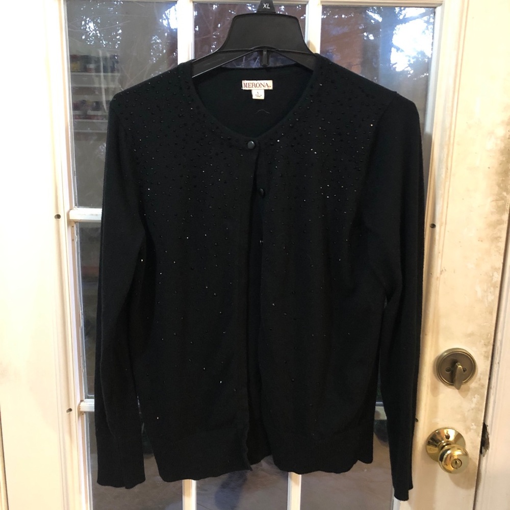 Merona Black cardigan with rhinestones